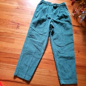 Talbots Vintage Corduroy Pants Sz 6 Petite Womens Green  Pleated Straight